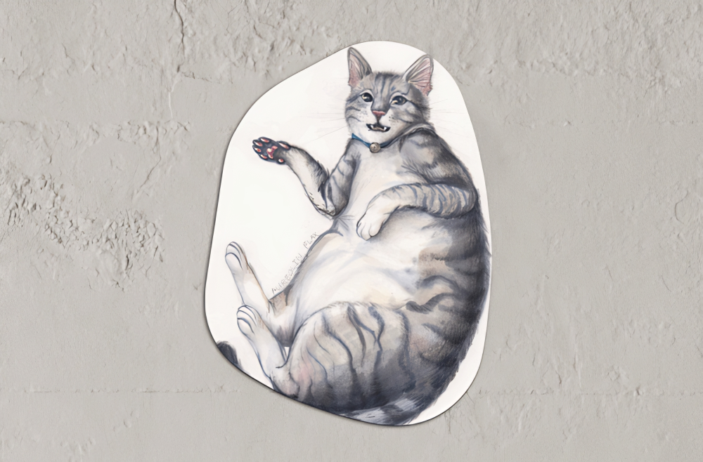 Organische Vorm met een kunstwerk van een Kat.Materiaal: Forex.