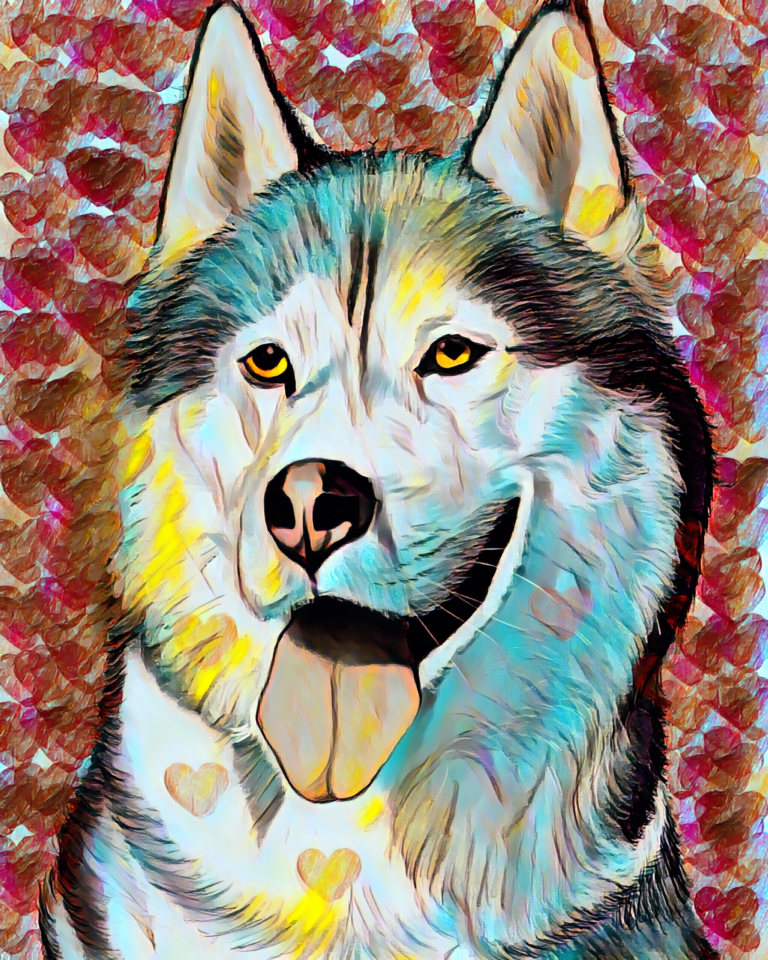 Kunstwerk van een Husky.