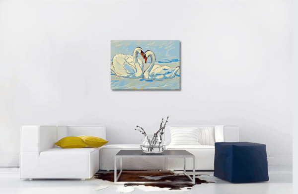 Kunstwerk Huisdier. Zwanen Art op Canvas.