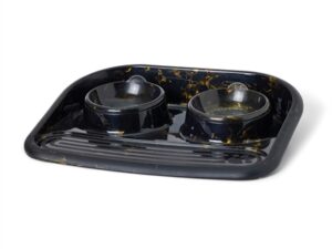 Savic Butler Voerbak En Drinkbak Met Plateau Marble Zwart / Goud