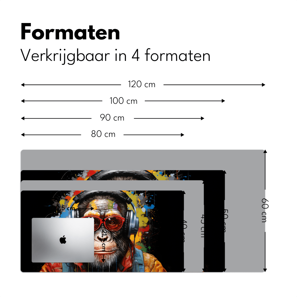 Bureau onderlegger Chimpansee Graffiti