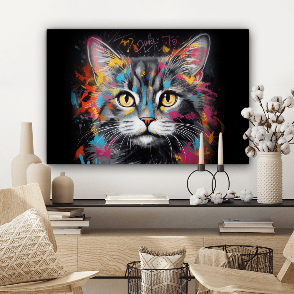 Canvas Kat Graffiti - Afbeelding 3