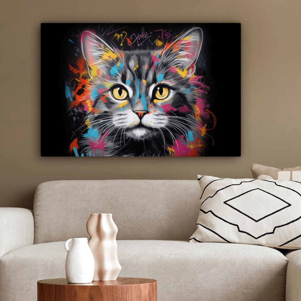 Canvas Kat Graffiti - Afbeelding 4