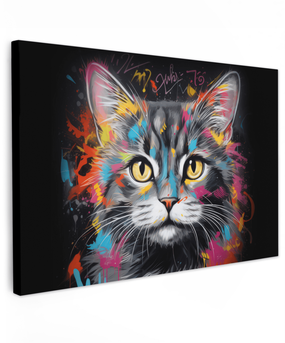 Canvas Kat Graffiti - Afbeelding 2