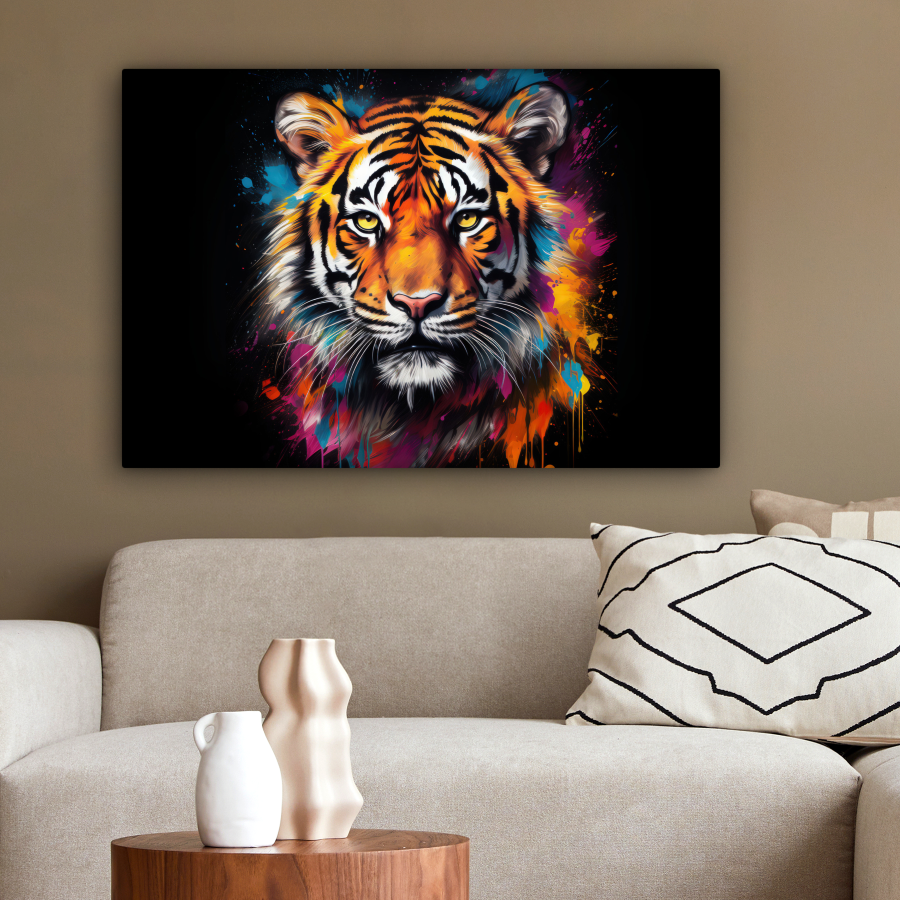 Dieren Woonaccessoires. Tijger in graffiti stijl op Canvas.
