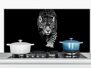 Spatscherm Panter Zwart Wit