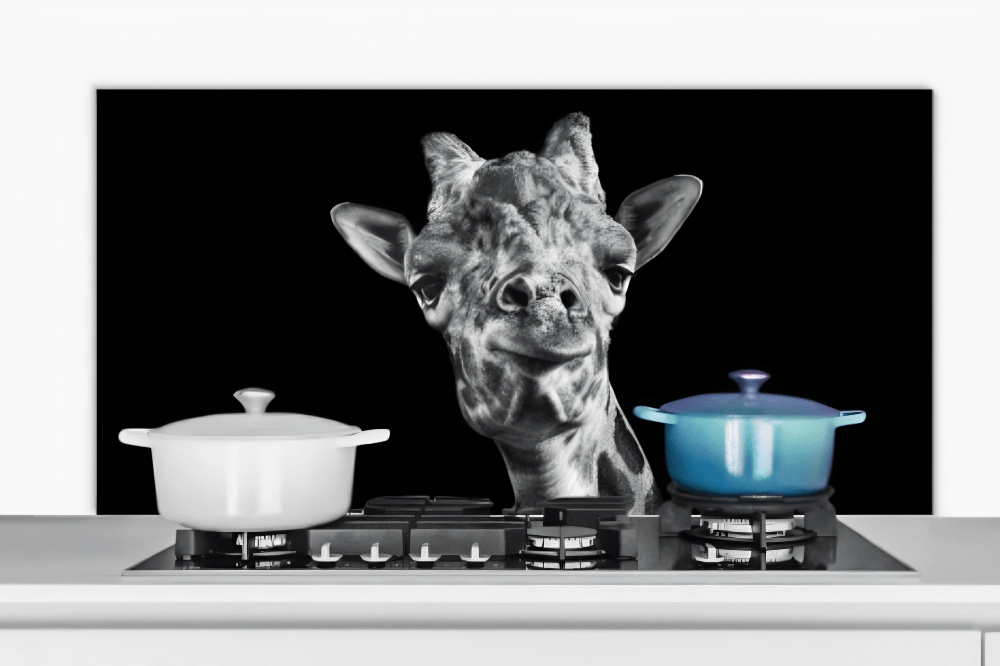 Spatscherm Giraffe Zwart Wit