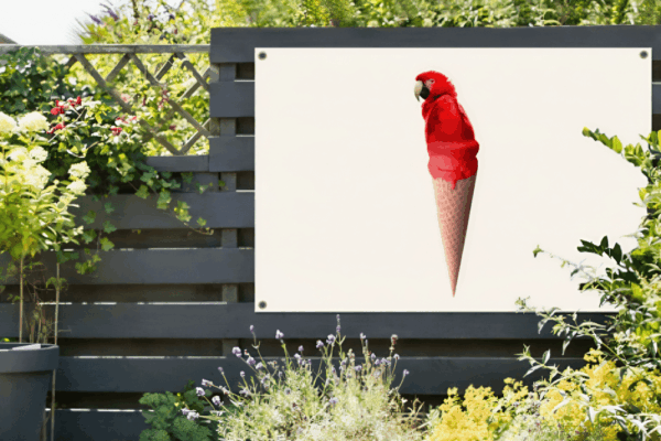 Grappige tuinposter Papegaai IJshoorntje