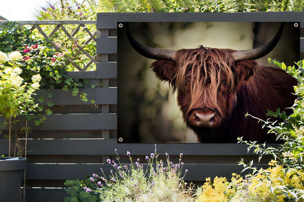Tuinposter Schotse Hooglander bruin