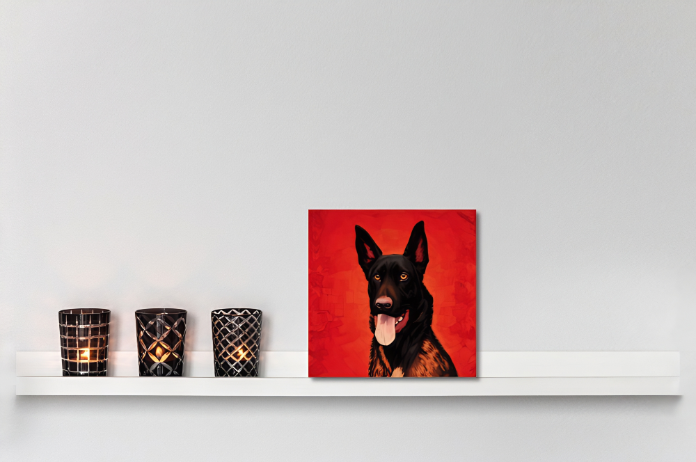 Kunstwerk Huisdier. Mechelse Herder Art op Canvas. 20 - 20 cm.