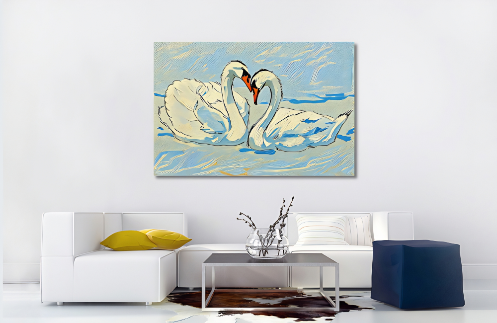 Dieren Woonaccessoires. Zwanen op Canvas.