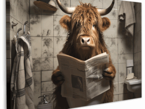 Canvas Schotse Hooglander Toilet Krant Badkamer