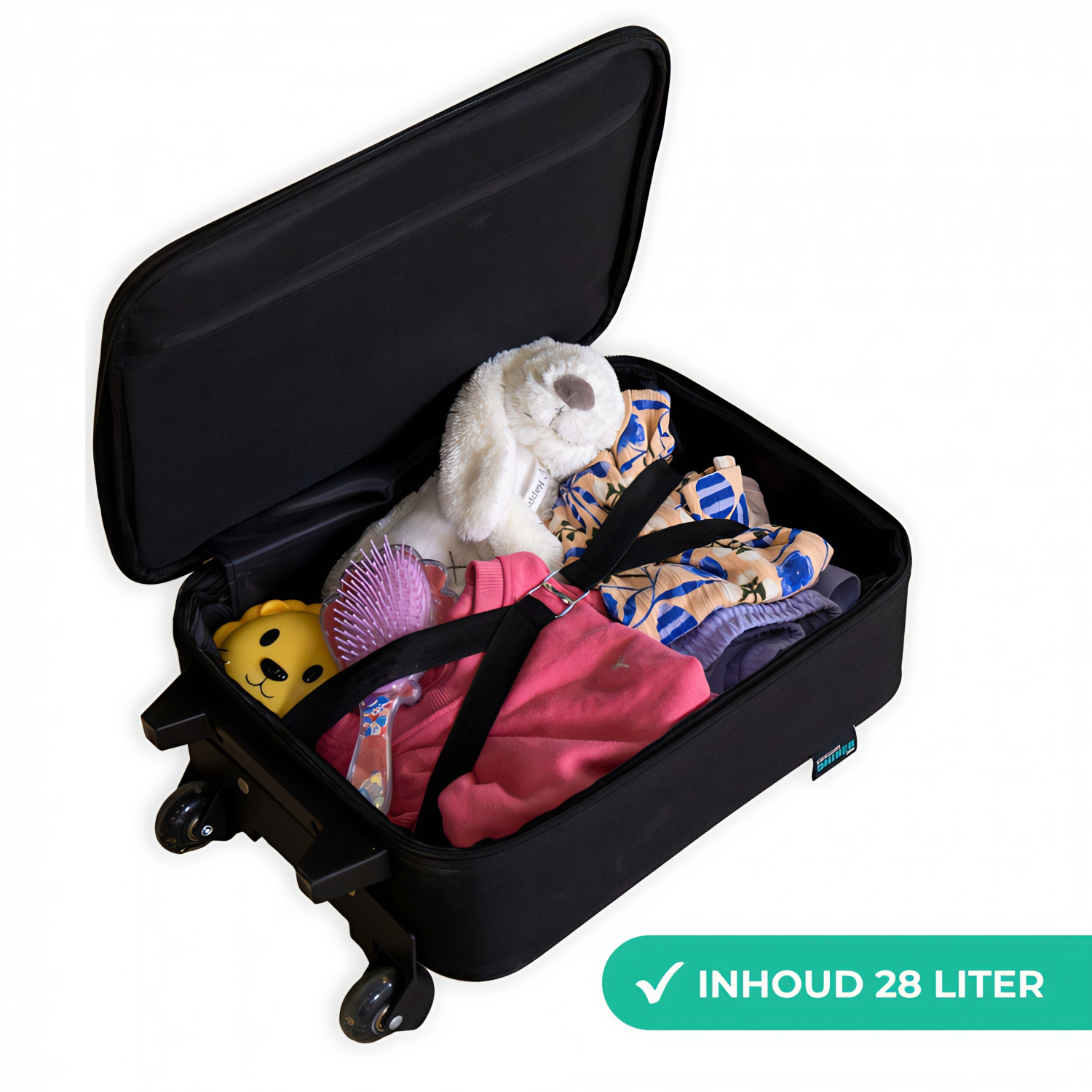 Grijze muis met saxofoon koffer