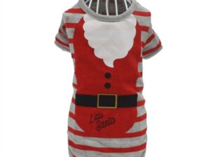 Croci T-Shirt Hond Little Santa Gestreept Grijs / Rood