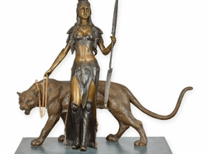 Bronzen Beeld Vrouw met Tijger