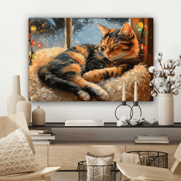 Kat Kerstmis Canvas