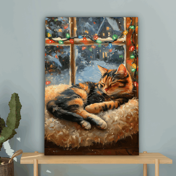 Kat Kerstmis Canvas