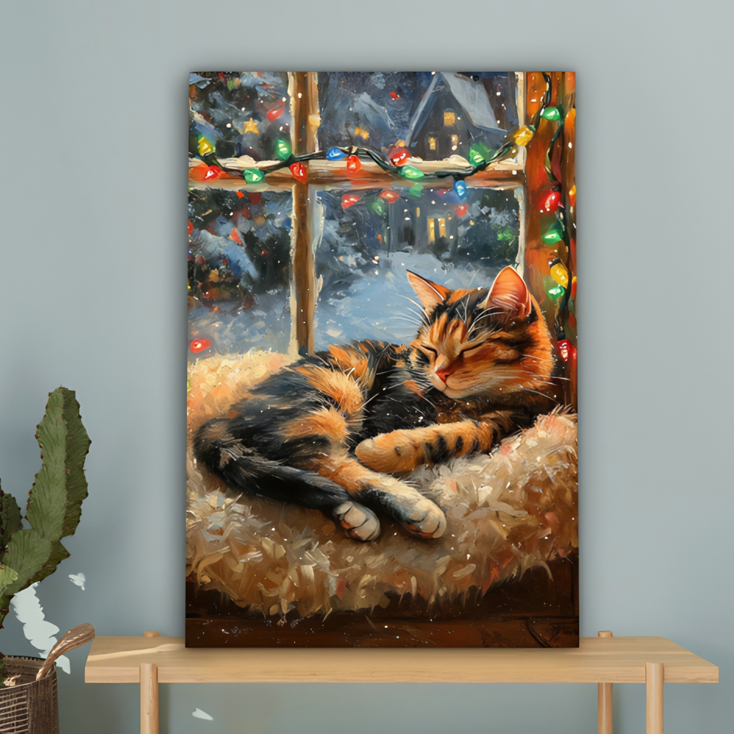 Kat Kerstmis Canvas