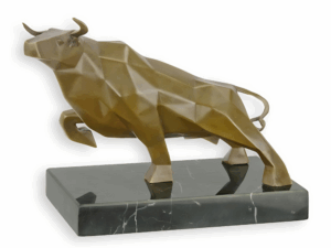 Kubistisch Bronzen Beeldje Stier