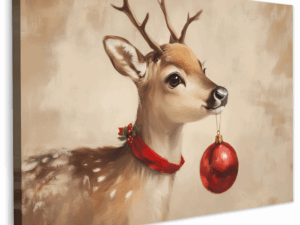 Kerst Hert Kerstbal Canvas