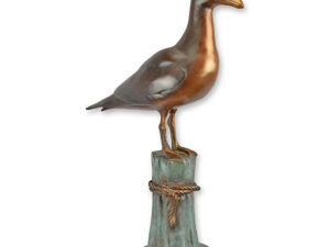 Bronzen Dierenbeelden. Bronzen Beeld Meeuw Meerpaal