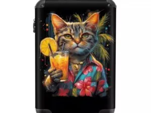 Koffer kat in tropische street art stijl