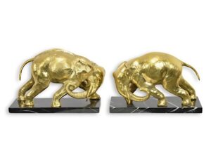 Bronzen olifant boekensteunen set van 2